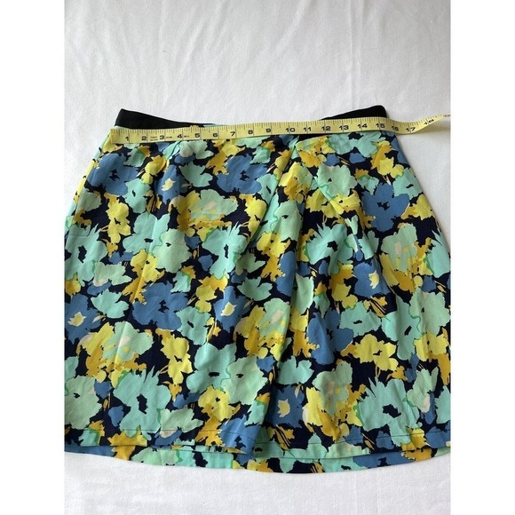 J. Crew Factory Silk Floral Green Blue Mini Skirt Lined size 6 Office Beach - Picture 7 of 8